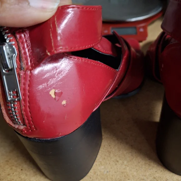 Red Women's Buckle Ankle Boots - Picture 4 of 6